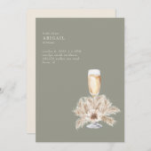 ボホパンパスシャンパンサージュ/クリームブライダルシャワー 招待状 (正面/裏面)