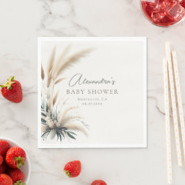 ボホパンパスセージグリーンベイビーシャワーパーソナライズされた スタンダードランチョンナプキン