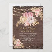 ボホパンパスダスティピンクパンプキンウッドベビーシャワー 招待状 (正面)