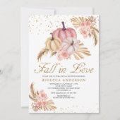 ボホパンパスダスティピンクローズパンプキンブライダルシャワー 招待状 (正面)