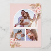 ボホパンパスダスティピンクローズ結婚ズ金ゴールド 箔招待状 (裏面)