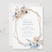 ボホパンパスダスティブルーフローラブライダルシャワー 招待状 (正面)
