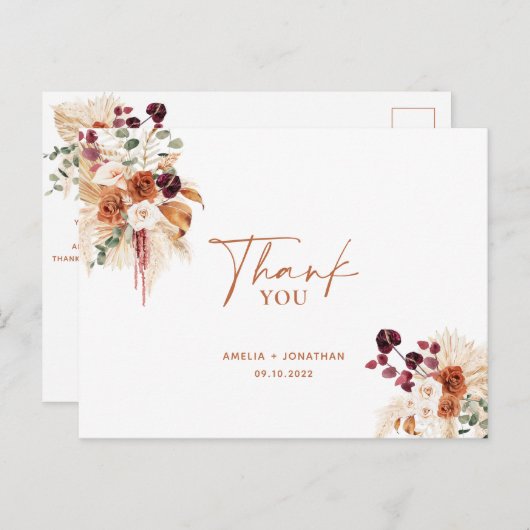 ボホパンパステラコッタありがとうはがき ポストカード (正面/裏面)