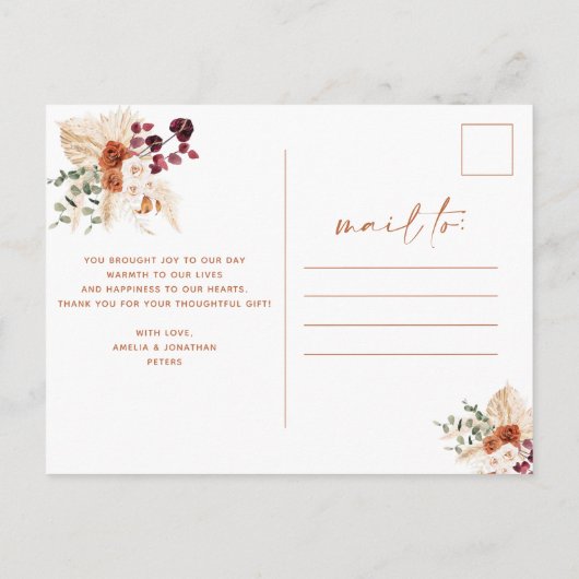 ボホパンパステラコッタありがとうはがき ポストカード (裏面)