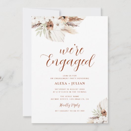 ボホパンパステラコッタフローラ婚約パーティ 招待状 (正面)