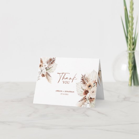 ボホパンパステラコッタ結婚のサンキューカード サンキューカード (正面)