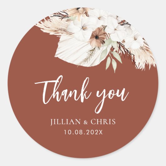 ボホパンパステラコッタ結婚フローラクラシックルウン ラウンドシール (正面)