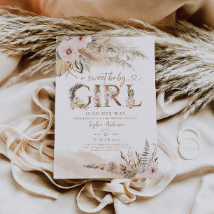 ボホパンパストロピカルガールベビーシャワー招待状 招待状