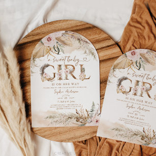 ボホパンパストロピカルガールベビーシャワー招待状 招待状