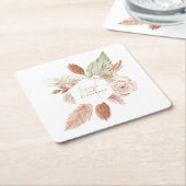 ボホパンパストロピカルドライフラワー結婚ズ スクエアペーパーコースター (アングル)