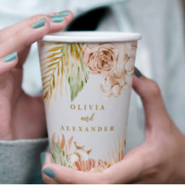 ボホパンパストロピカルドライフラワー結婚ズ 紙コップ