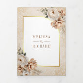 ボホパンパスニュートラルベージュ自然フローラ結婚ズ 三つ折り招待状 (カバー)