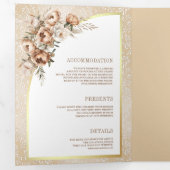 ボホパンパスニュートラルベージュ自然フローラ結婚ズ 三つ折り招待状 (内部最初)