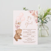 ボホパンパスバラ金ゴールドが風船でベビーシャワー 招待状 (スタンド正面)