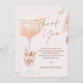 ボホパンパスバラ金ゴールドブライダルシャワーサンキューカード 招待状 (正面/裏面)