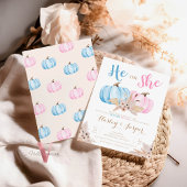 ボホパンパスパンプキンピンクブルージェンダーパーティー 招待状