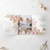 ボホパンパスピンクオーキッドフローラQRコード結婚ズ 三つ折り招待状 (内部)