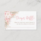 ボホパンパスピンクガールおむつラッフルベビーシャワー エンクロージャーカード (正面)