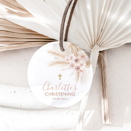 ボホパンパスピンクガールフローラバプテスマ《キリスト教》洗礼式や命名式 フェイバータグ