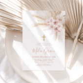 ボホパンパスピンクガールフローラバプテスマ《キリスト教》洗礼式や命名式 招待状