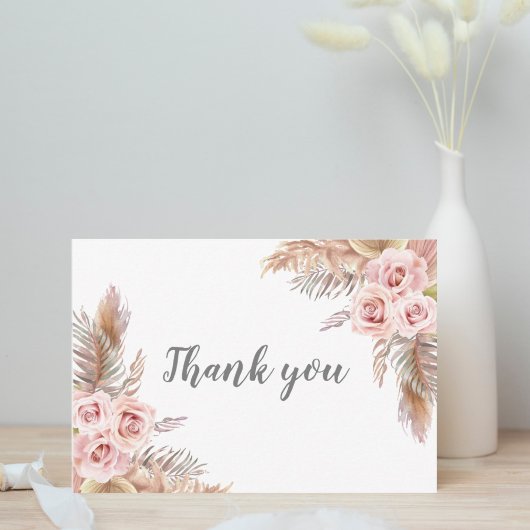 ボホパンパスピンク赤面フローラ サンキューカード