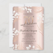 ボホパンパスフラワーズバラ金ゴールド70誕生日 招待状 (正面)