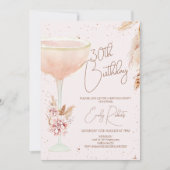 ボホパンパスフローラとガラス誕生日 招待状 (正面)