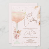 ボホパンパスフローラとガラス誕生日 招待状 (正面/裏面)