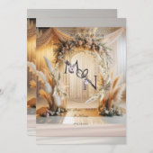 ボホパンパスフローラ結婚式招待状 |編集可能 招待状 (正面/裏面)