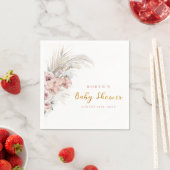 ボホパンパスベビーシャワーナプキンズピンクガール スタンダードカクテルナプキン (インサイチュ)