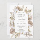 ボホパンパスホワイトオーキッドドライパームブライダルシャワー 招待状 (正面)