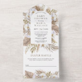 ボホパンパスホワイトオーキッドドライパーム赤ちゃんシャワー オールインワン招待状 (内側)