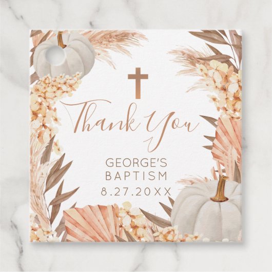 ボホパンパスホワイトパンプキンバプテスマメッセージカード フェイバータグ (正面)