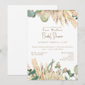 ボホパンパスホワイトブライダルシャワー 招待状 (正面/裏面)