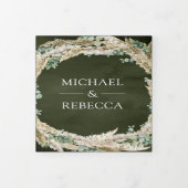 ボホパンパスユーカリプタスリースセージグリーン結婚ズ 三つ折り招待状 (カバー)