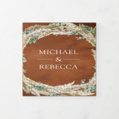 ボホパンパスユーカリプタスリーステラコッタ結婚ズ 三つ折り招待状 (カバー)