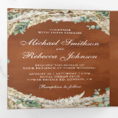 ボホパンパスユーカリプタスリーステラコッタ結婚ズ 三つ折り招待状 (内部最初)