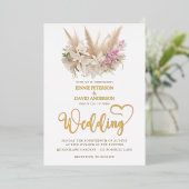 ボホパンパス&オーキッド結婚式招待状フォイル 箔招待状 (立ち正面)