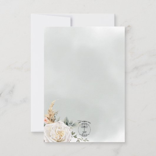 ボホパンパス&ピンクローズグリーン結婚ズ セーブザデート (裏面)