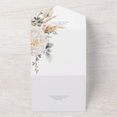 ボホパンパス&ピンクローズホワイトディナー オールインワン招待状 (外側)