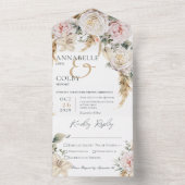 ボホパンパス&ピンクローズホワイトディナー オールインワン招待状 (内側)