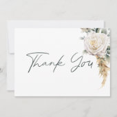 ボホパンパス&ピンクローズホワイト結婚ズ サンキューカード (正面)