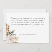 ボホパンパス&ピンクローズホワイト結婚ズ サンキューカード (裏面)