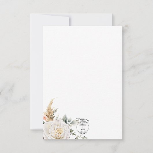 ボホパンパス&ピンクローズホワイト結婚ズ セーブザデート (裏面)