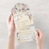 ボホパンパス&ピンクローゼイエローディナー オールインワン招待状 (貼ってはがせる)