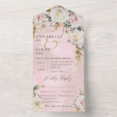 ボホパンパス&ピンクローゼピンク3ディナー オールインワン招待状 (内側)