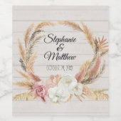 ボホパンパフローラウォーター素朴カラーウッド結婚ズ ワインラベル (シングルラベル)