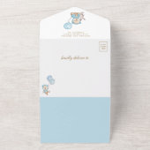 ボホパンパフローラブルーテディベアーベイビーシャワー オールインワン招待状 (外側)