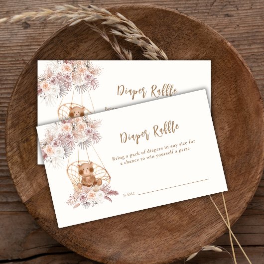 ボホパンパフローラベアおむつラッフルベビーシャワー エンクロージャーカード
