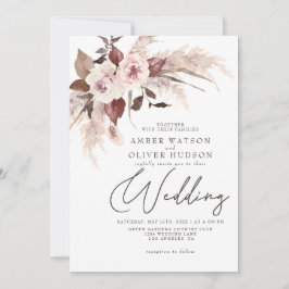 ボホパンパフローラ水彩秋冬季ウェディング 招待状